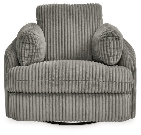 Tie-Breaker Fog Swivel Glider Recliner from Ashley - Luna Furniture