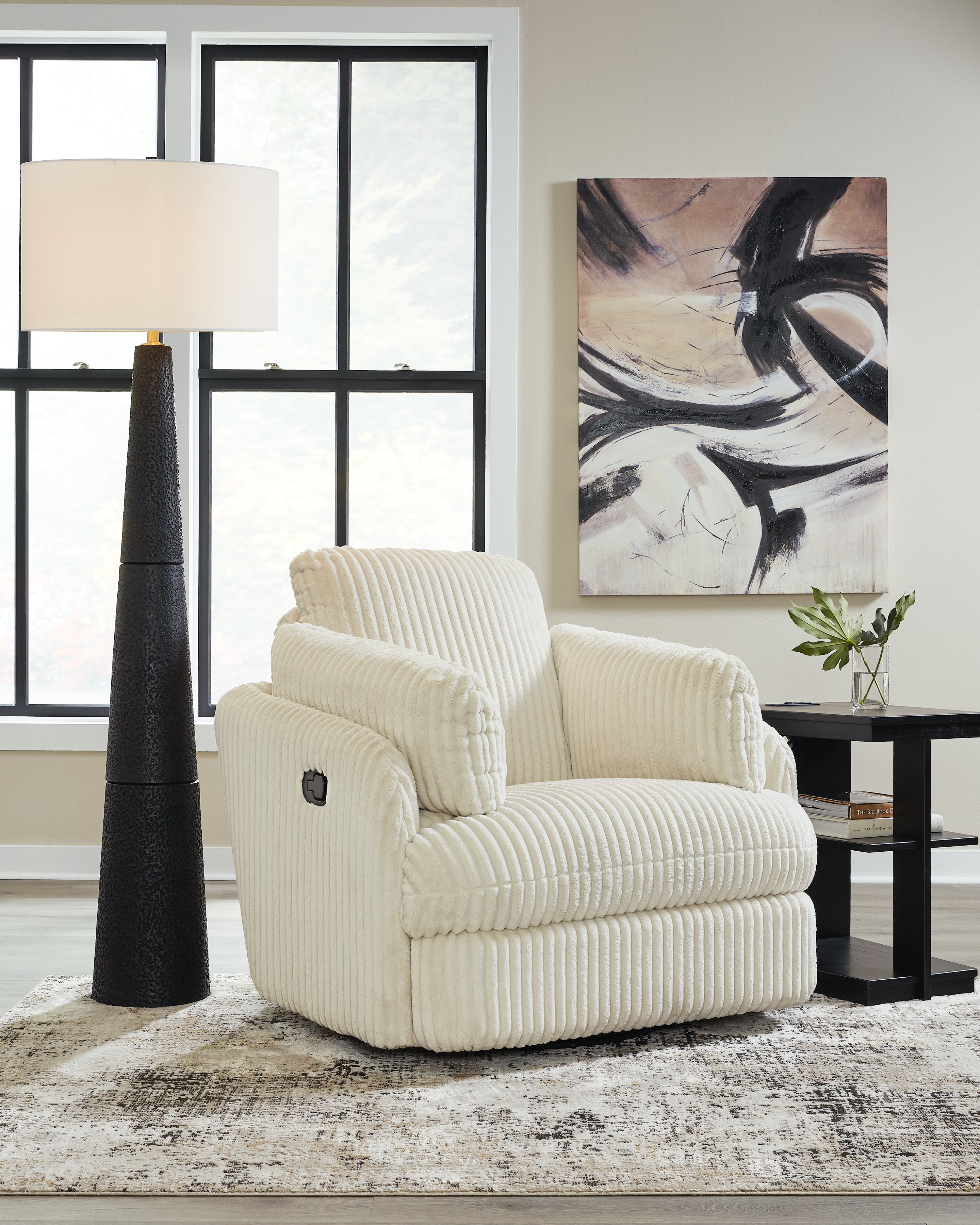 Tie-Breaker Ivory Swivel Glider Recliner - Luna Furniture