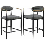Tina Dark Gray Metal Counter Height Upholstered Bar Stool, Set of 2 from Coaster - Luna Furniture