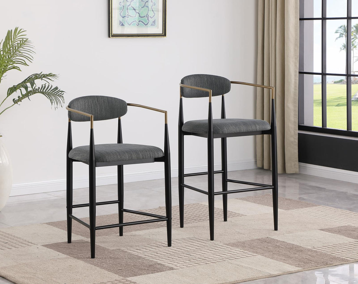 Tina Dark Gray Metal Counter Height Upholstered Bar Stool, Set of 2 from Coaster - Luna Furniture