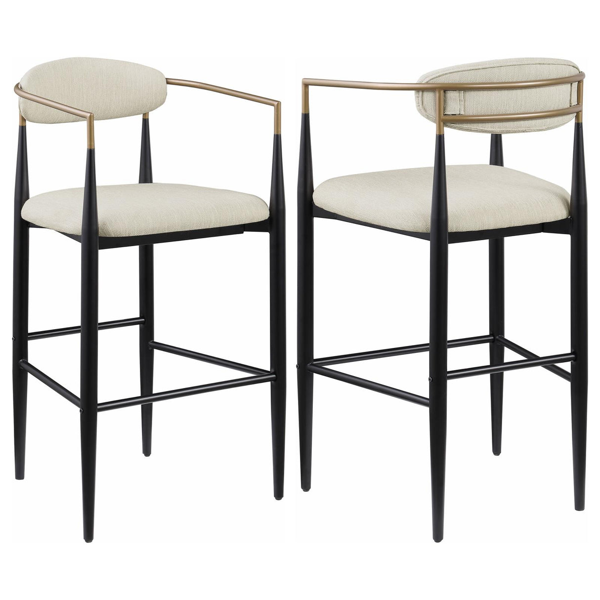 Tina Beige Metal Pub Height Upholstered Bar Stool, Set of 2 from Coaster - Luna Furniture