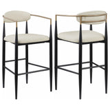 Tina Beige Metal Pub Height Upholstered Bar Stool, Set of 2 from Coaster - Luna Furniture