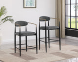 Tina Dark Gray Metal Pub Height Upholstered Bar Stool, Set of 2 from Coaster - Luna Furniture