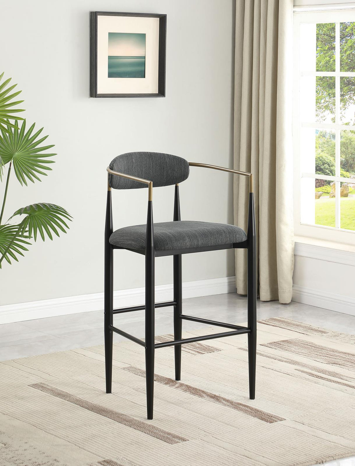 Tina Dark Gray Metal Pub Height Upholstered Bar Stool, Set of 2 from Coaster - Luna Furniture