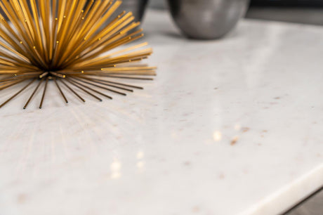 Tobin White and Black Square Marble Top Coffee Table from Coaster - Luna Furniture
