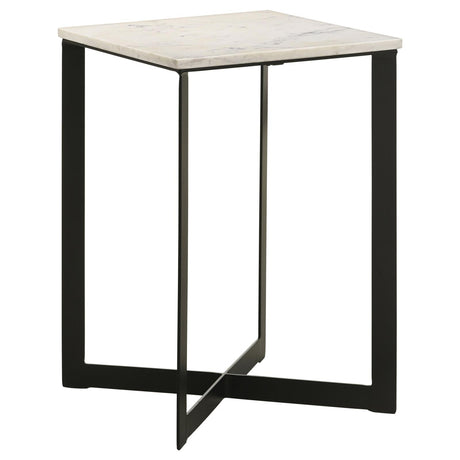 Tobin Square Marble Top End Table White and Black - 707697 - Luna Furniture