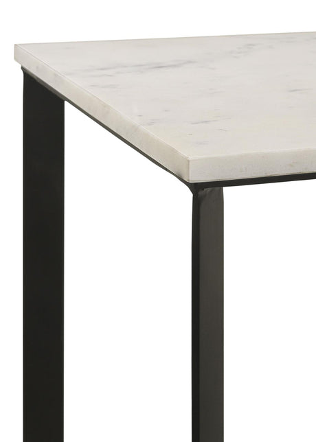 Tobin White and Black Square Marble Top End Table from Coaster - Luna Furniture