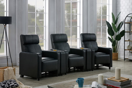 Toohey Black Home Theater Push Back Recliner from Coaster - Luna Furniture