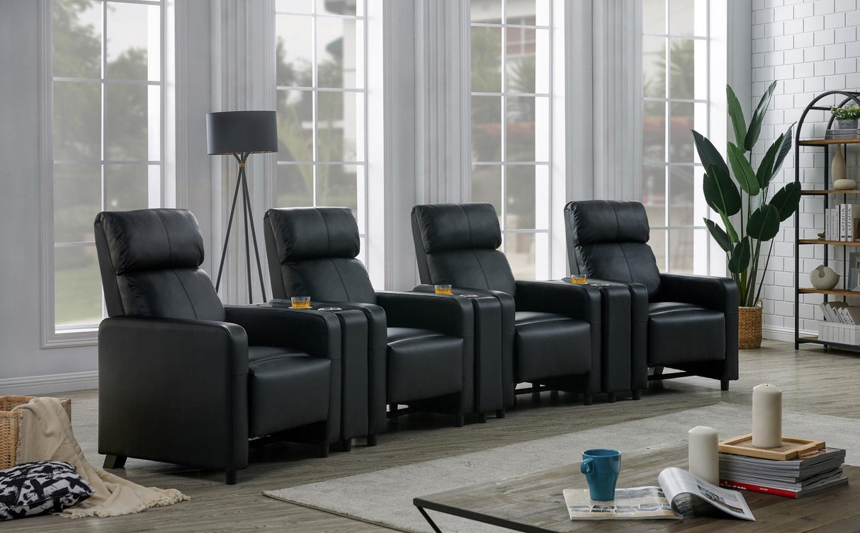 Toohey Black Home Theater Push Back Recliner from Coaster - Luna Furniture