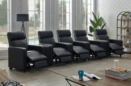 Toohey Black Home Theater Push Back Recliner from Coaster - Luna Furniture