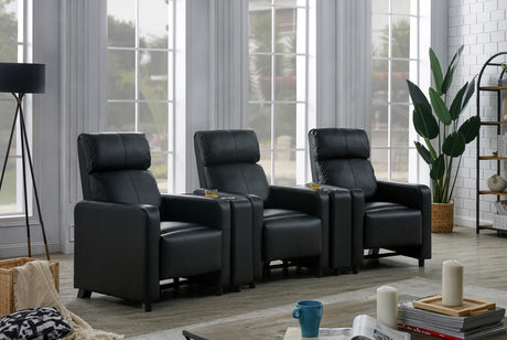 Toohey Upholstered Tufted Recliner Living Room Set Black - 600181-S3A - Luna Furniture