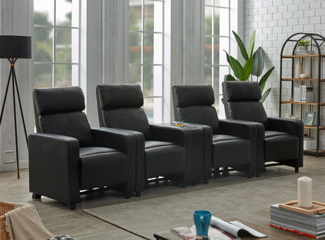 Toohey Upholstered Tufted Recliner Living Room Set Black - 600181-S4B - Luna Furniture