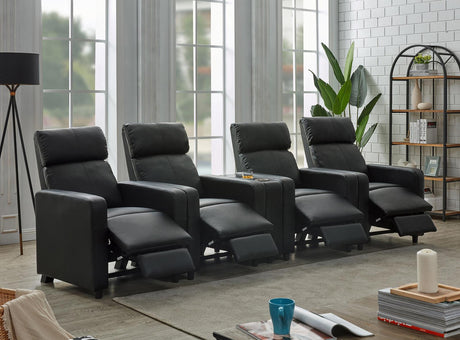 Toohey Upholstered Tufted Recliner Living Room Set Black - 600181-S4B - Luna Furniture