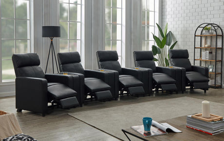 Toohey Upholstered Tufted Recliner Living Room Set Black - 600181-S5A - Luna Furniture
