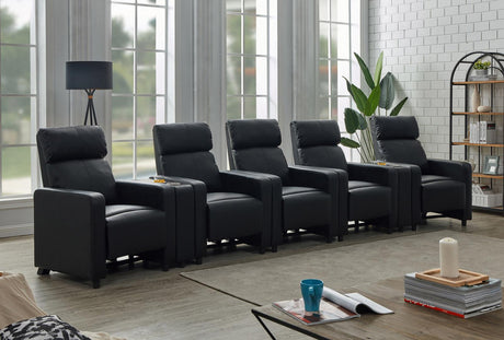 Toohey Upholstered Tufted Recliner Living Room Set Black - 600181-S5B - Luna Furniture