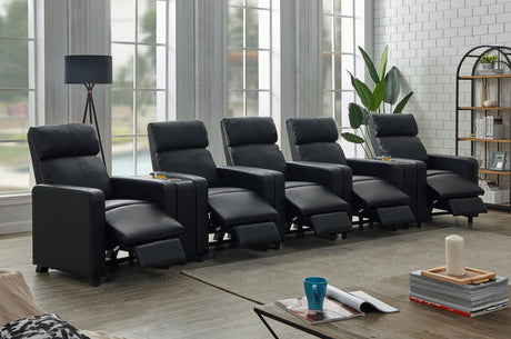 Toohey Upholstered Tufted Recliner Living Room Set Black - 600181-S5B - Luna Furniture
