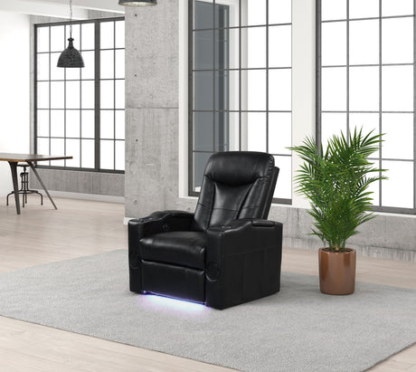TOPGUN Black - Power Recliner (Bluetooth Speaker + Led Light) - TOPGUN BLACK - Luna Furniture
