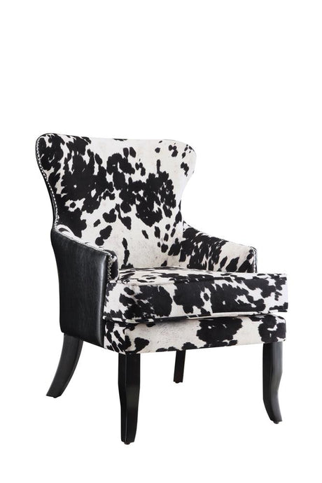 Trea Cowhide Print Accent Chair Black and White - 902169 - Luna Furniture