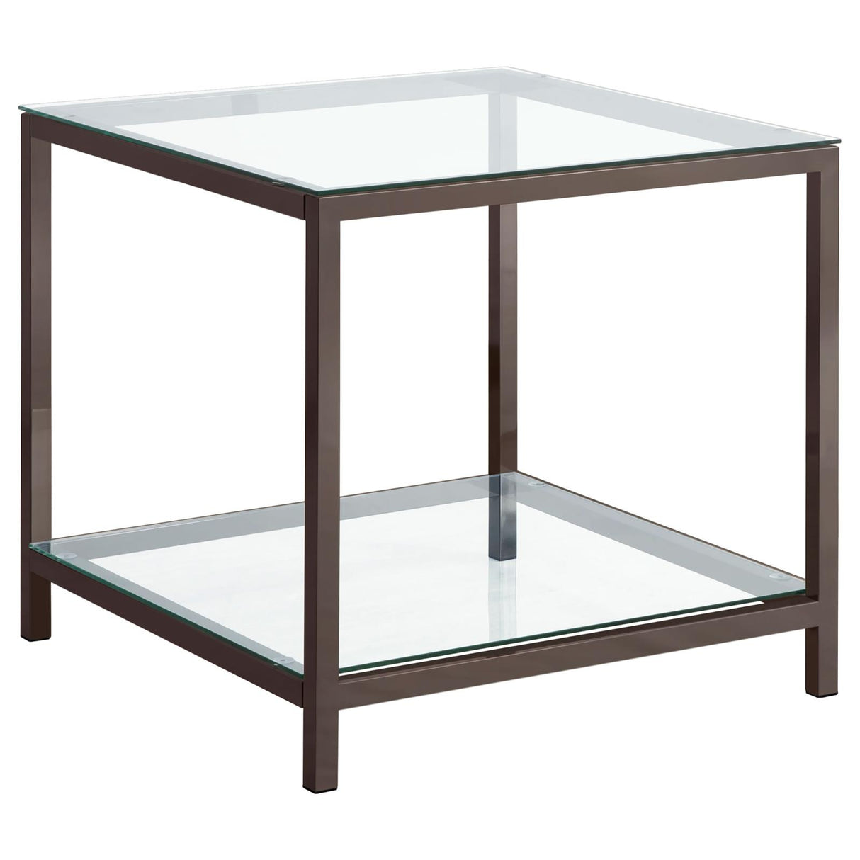 Trini End Table with Glass Shelf Black Nickel from Coaster - Luna Furniture