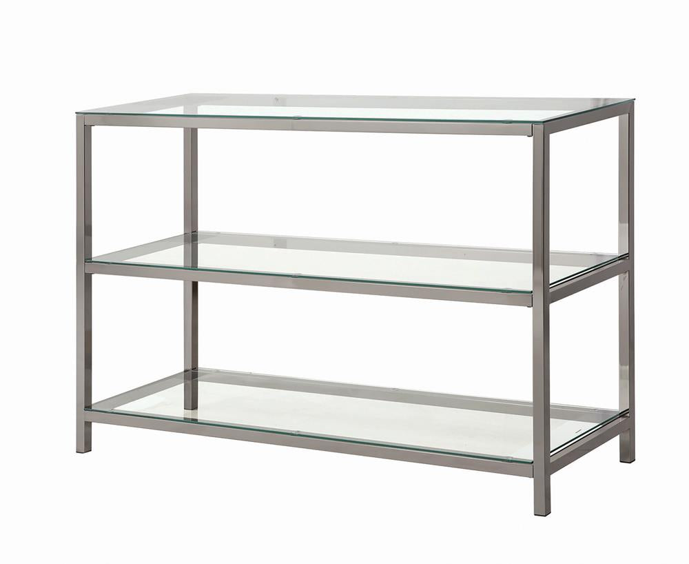 Trini Black Nickel Sofa Table with Glass Shelf from Coaster - Luna Furniture