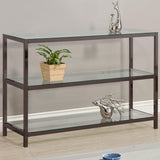 Trini Black Nickel Sofa Table with Glass Shelf from Coaster - Luna Furniture