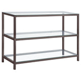 Trini Sofa Table with Glass Shelf Black Nickel - 720229 - Luna Furniture