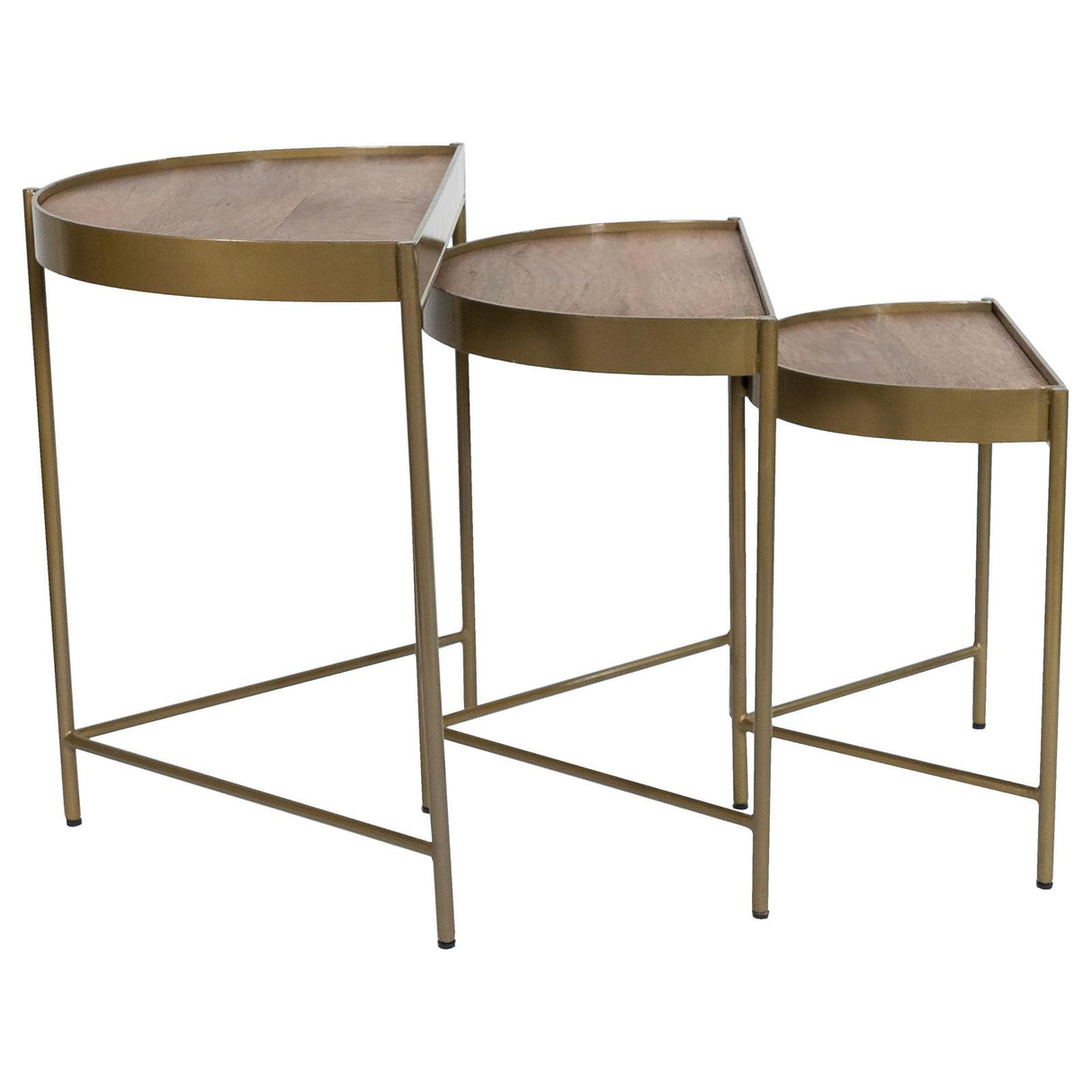 Tristen Brown and Gold 3-Piece Demilune Nesting Table With Recessed Top from Coaster - Luna Furniture