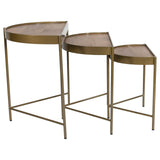 Tristen Brown and Gold 3-Piece Demilune Nesting Table With Recessed Top from Coaster - Luna Furniture