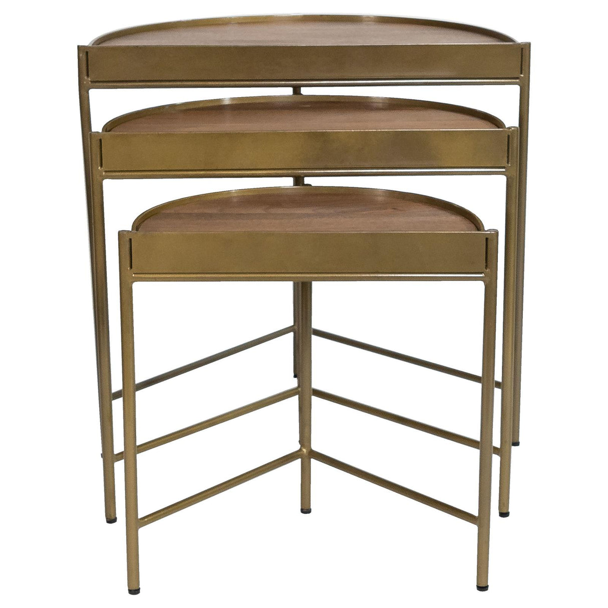 Tristen Brown and Gold 3-Piece Demilune Nesting Table With Recessed Top from Coaster - Luna Furniture