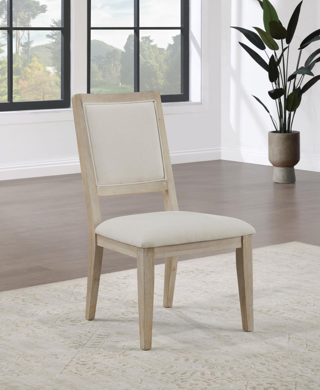 Trofello White Washed and Beige Upholstered Dining Side Chair, Set of 2 from Coaster - Luna Furniture