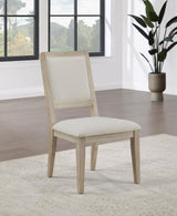 Trofello White Washed and Beige Upholstered Dining Side Chair, Set of 2 from Coaster - Luna Furniture