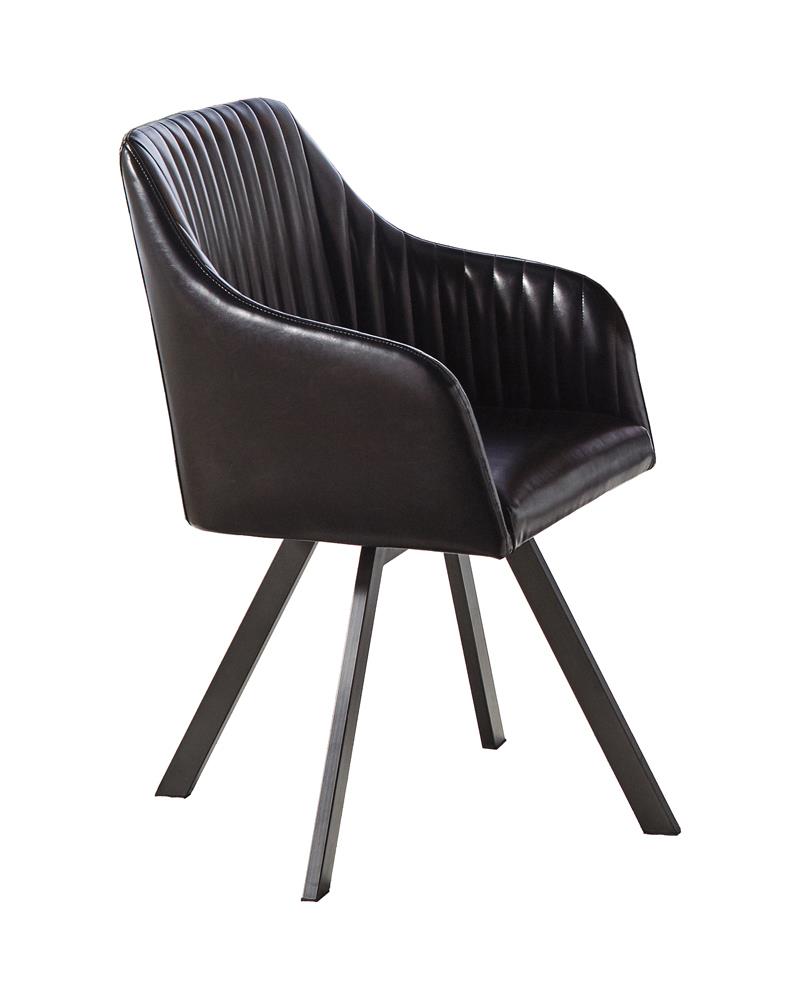 Tufted Black and Gunmetal Sloped Arm Swivel Dining Chair from Coaster - Luna Furniture