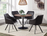 Tufted Black and Gunmetal Sloped Arm Swivel Dining Chair from Coaster - Luna Furniture