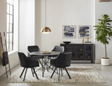 Tufted Black and Gunmetal Sloped Arm Swivel Dining Chair from Coaster - Luna Furniture