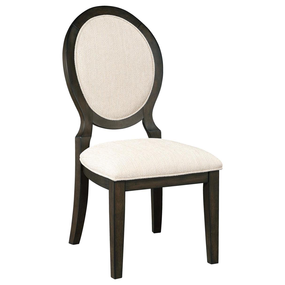 Twyla Dark Cocoa and Cream Upholstered Dining Chairs with Oval Back, Set of 2 from Coaster - Luna Furniture