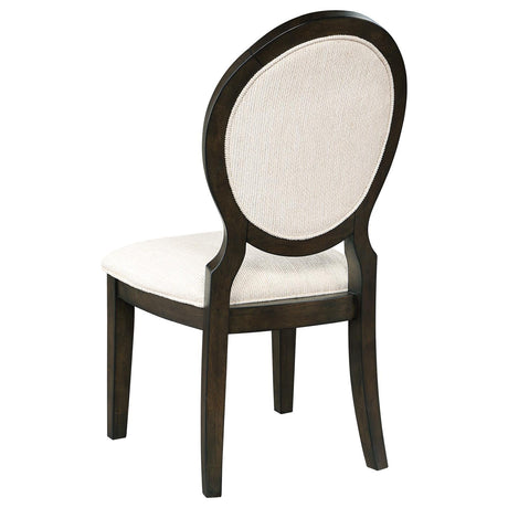Twyla Dark Cocoa and Cream Upholstered Dining Chairs with Oval Back, Set of 2 from Coaster - Luna Furniture