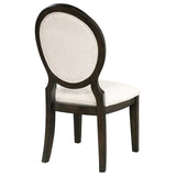 Twyla Dark Cocoa and Cream Upholstered Dining Chairs with Oval Back, Set of 2 from Coaster - Luna Furniture
