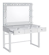 Umbridge Chrome and White 3-Drawer Vanity with Lighting from Coaster - Luna Furniture