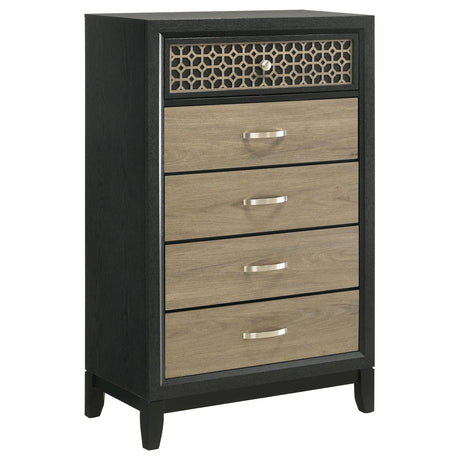 Valencia 5-drawer Chest Light Brown and Black - 223045 - Luna Furniture