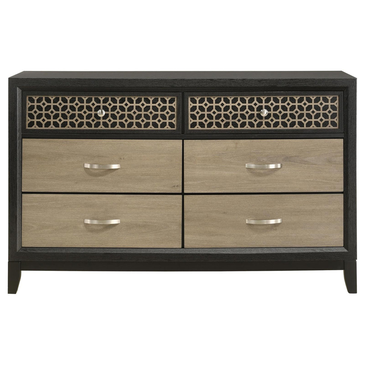 Valencia 6-drawer Dresser Light Brown and Black - 223043 - Luna Furniture