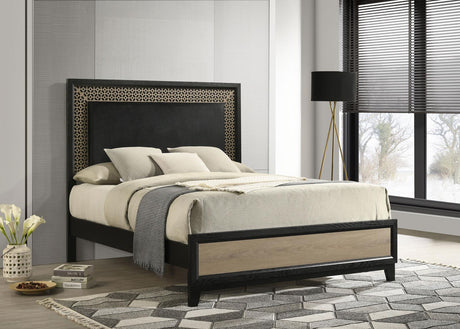 Valencia Queen Bed Light Brown and Black - 223041Q - Luna Furniture