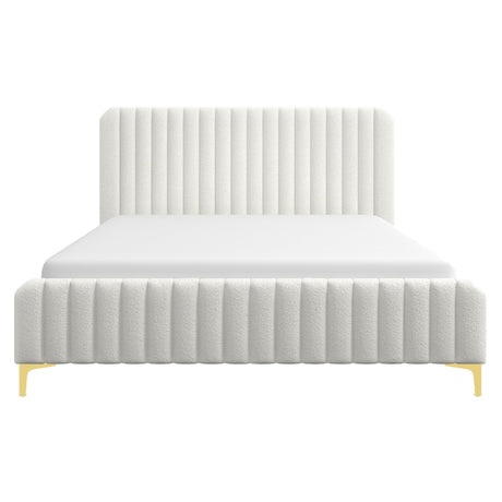 Valery King Size Cream Boucle Platform Bed King - AFC01965 - Luna Furniture