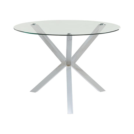 Vance Glass Top Dining Table with X-cross Base Chrome - 120760 - Luna Furniture