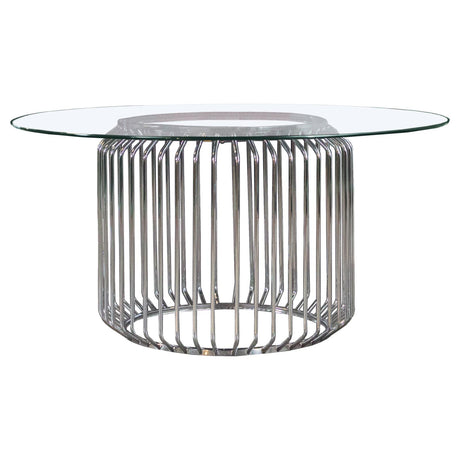 Veena Round Glass Top Dining Table Clear and Chrome - 193430BG - Luna Furniture