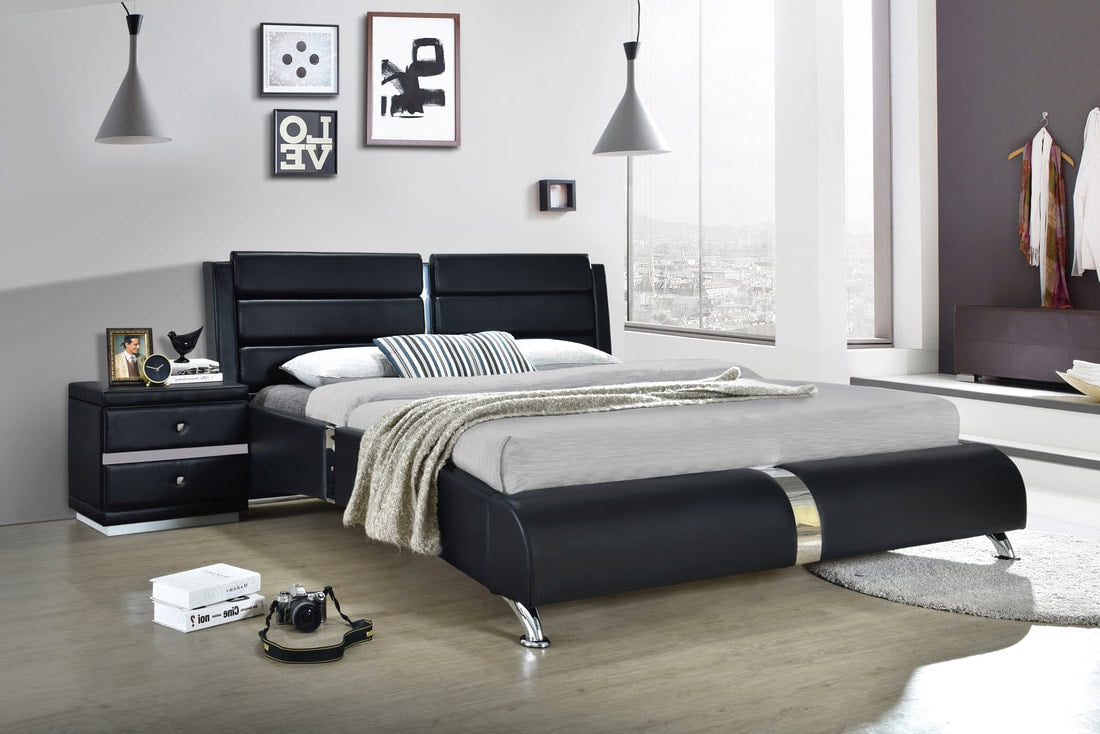 Vegas Black King Platform Bed from Happy Homes - Luna Furniture