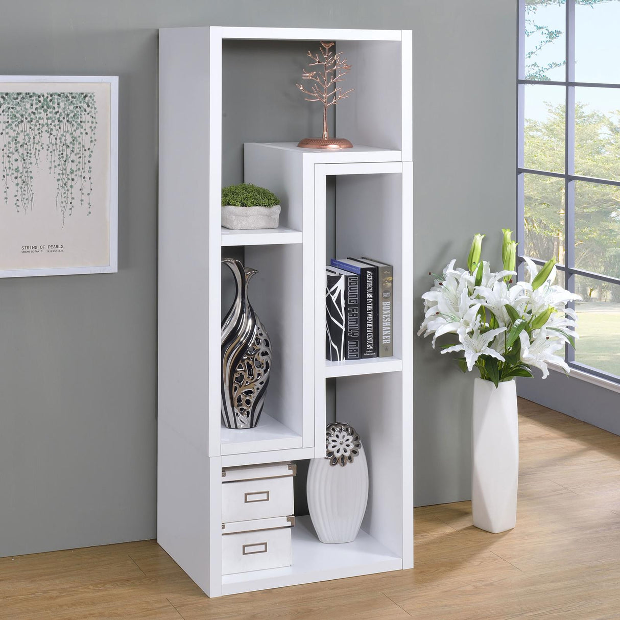 Velma White Convertible TV Console/Bookcase from Coaster - Luna Furniture