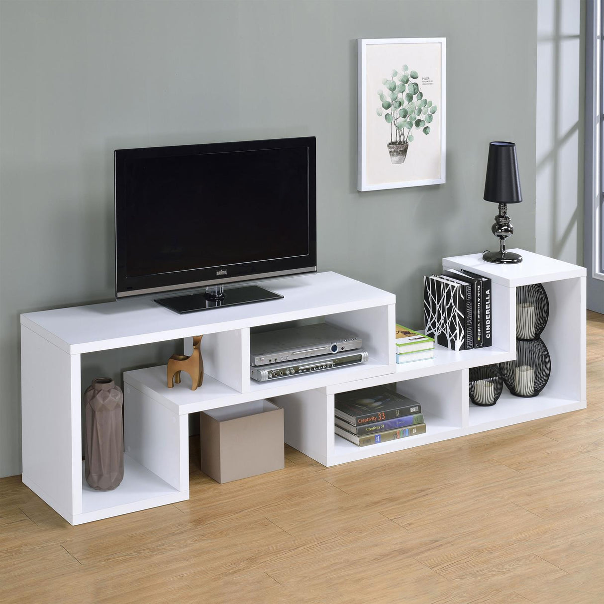 Velma White Convertible TV Console/Bookcase from Coaster - Luna Furniture