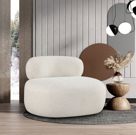 Venti Boucle Fabric Living Room Chair Cream - 140Cream-C - Luna Furniture