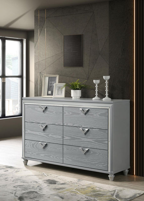 Veronica 6-drawer Bedroom Dresser Light Silver - 224723 - Luna Furniture