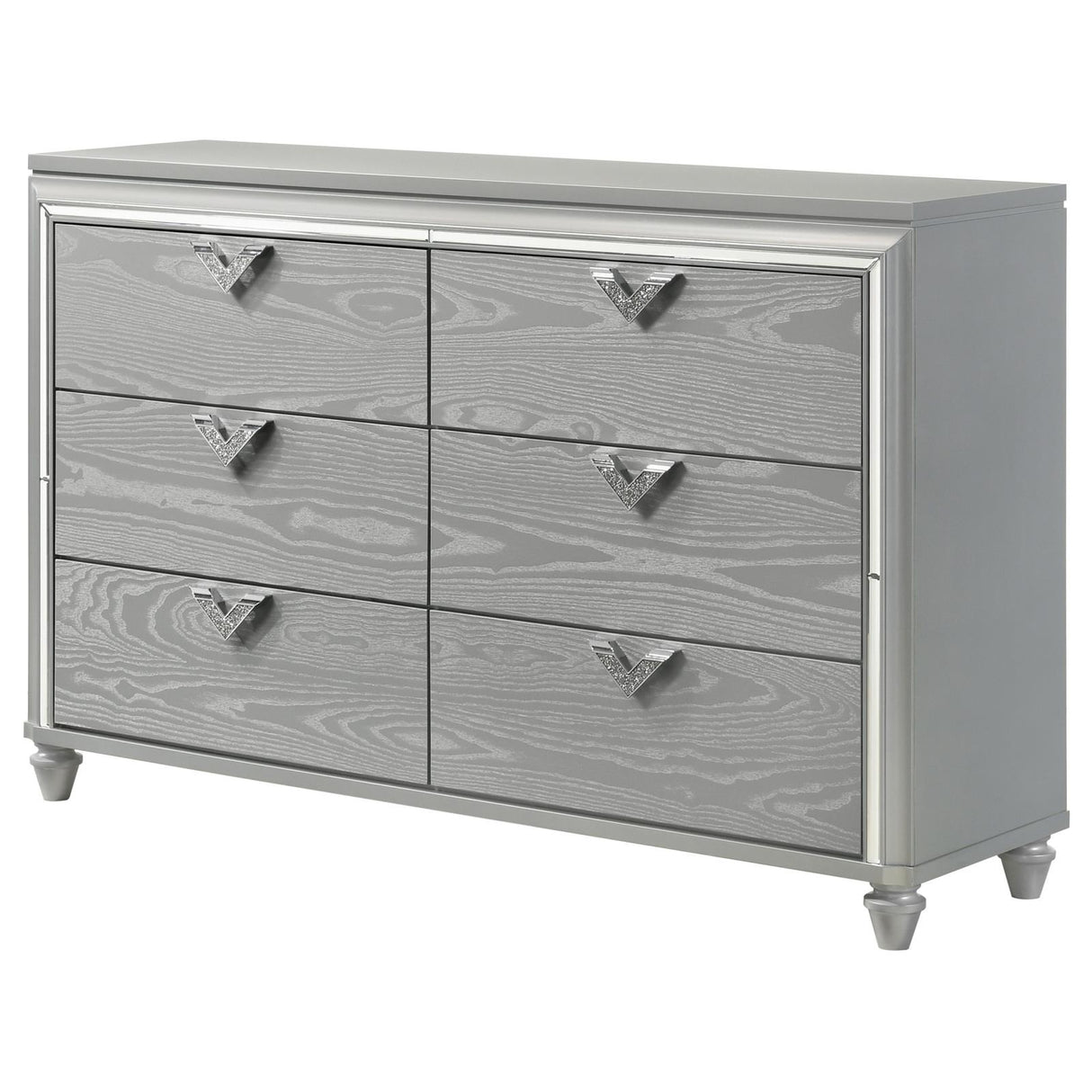 Veronica 6-drawer Bedroom Dresser Light Silver - 224723 - Luna Furniture